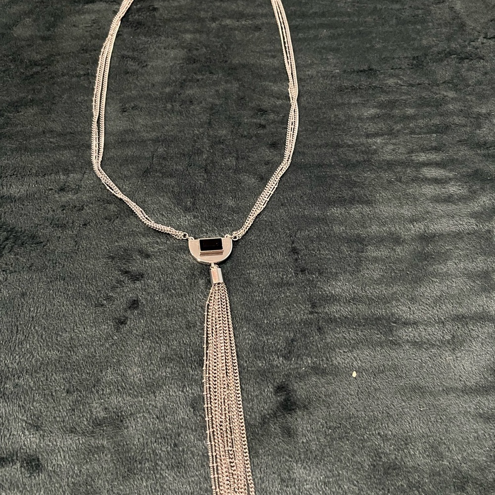 White House Black Market Silver Tassel Necklace